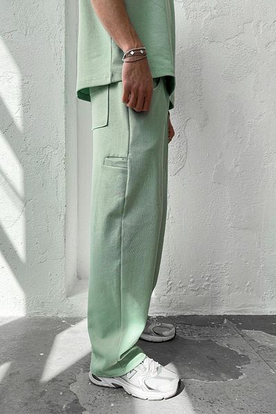 HAFKAGİYİM Mint Green Cozy Premium Πλισέ φαρδιά αθλητική φόρμα