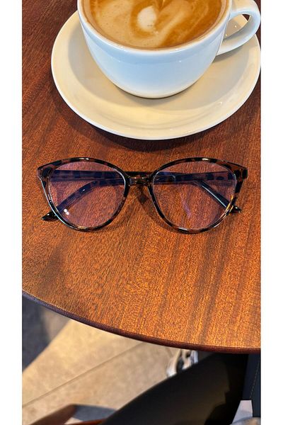 funeyes Elvin Leopard Smoked Bottom Tone Dark Leopard Cat Eye 49 Ekartman Blue Light Protection Glasses