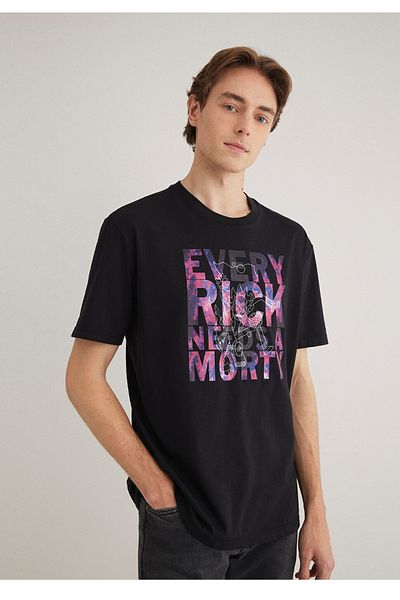 Mavi Μπλουζάκι με στάμπα Rick and Morty με χαλαρή εφαρμογή (φαρδιά φαρδιά κοπή).