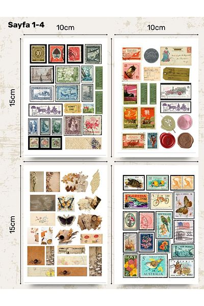 alışveriş kurdu Vintage Sequin Sticker Set 8 Pcs 168 Pieces - Planner Agenda Laptop Scrapbook Bullet Journal Sticker