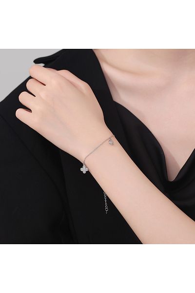 delis Bratara Argint 925, Jw1223, Model Elegant Cu Trifoi, Placata Cu Rodiu