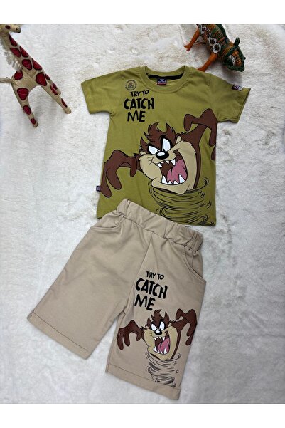 Baby tazmanya canavar karakterli erkek çocuk t-shirt şort takım