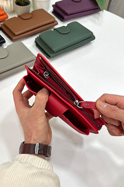 CüzCan Zurich Unisex Червоний шкіряний портфель з відділенням для телефону