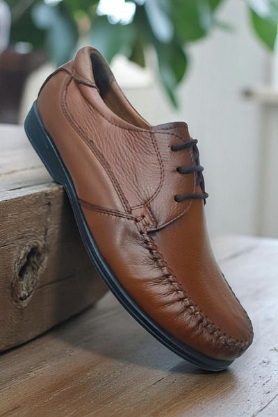 SAİM Saim 103 Tan Γνήσιο Δερμάτινο Ορθοπεδικό Comfort Άνετα καθημερινά παπούτσια για μπαμπάδες
