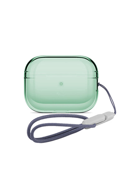 Choice حافظة شفافة خضراء مع جراب - 2 جراب مع حبل لسماعات الأذن اللاسلكية Airp...