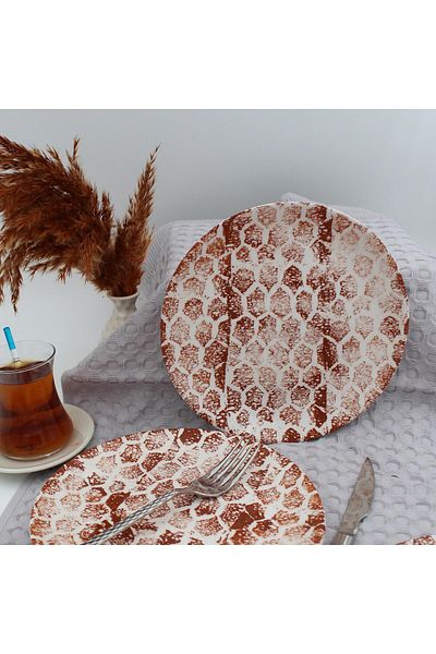 Arna Porselen Snake 20 cm Cake Plate Caramel
