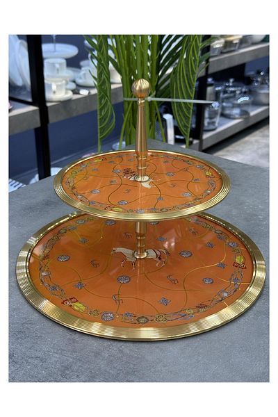 ACAR Luxury Metal Passifolia 2 Tier Glass Tray Hrms