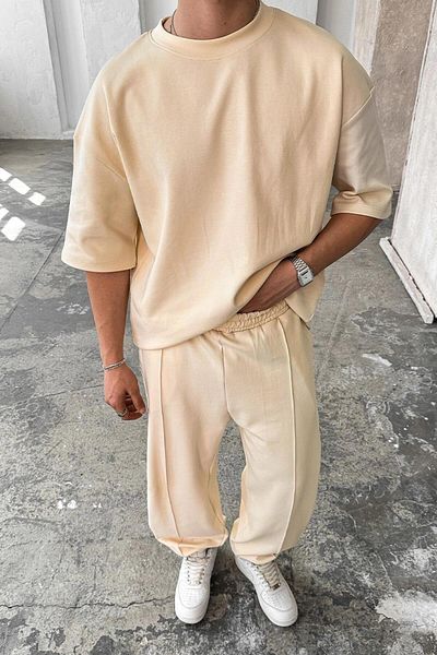 HAFKAGİYİM Κρεμ Cozy Premium Oversize T-Shirt