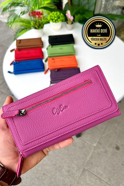 CüzCan Berlin Fuchsia Genuine Leather Ultra Useful Women's Wallet