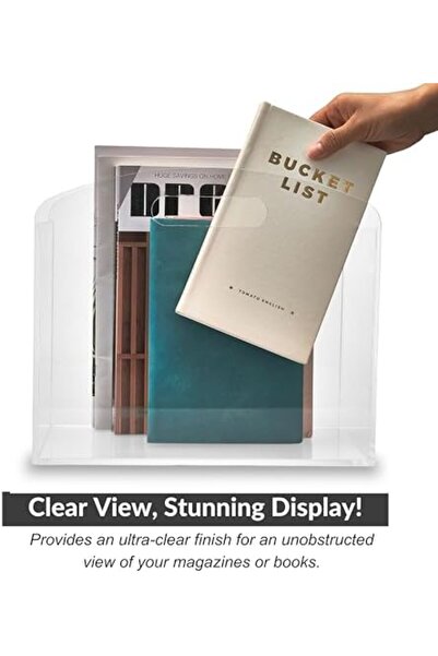 Generic Clear Acrylic Magazine Rack With Handles, Modern Organizer For Home And Office