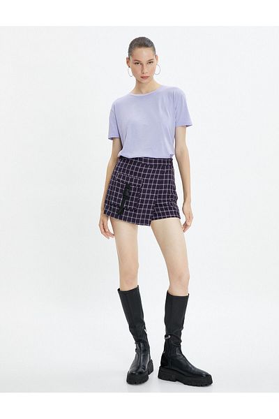 Koton Tricou de bază din bumbac cu mânecă scurtă cu decolteu
