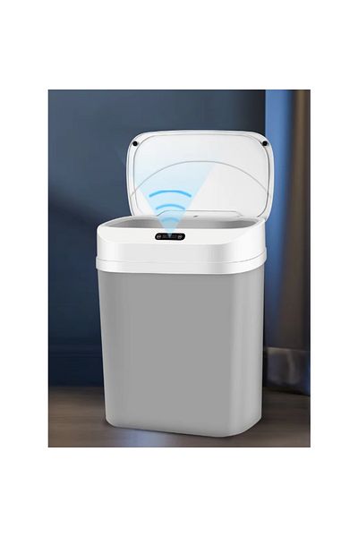 Herum Kitchen Trash Can With Infrared Motion Sensor, Automatic Opening And Closing, Gray, 16 Liters