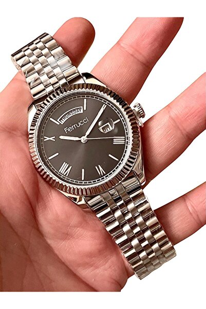 Ferrucci Gün ve Tarih Göstergeli Çelik Jübile Kordon Erkek Kol Saati