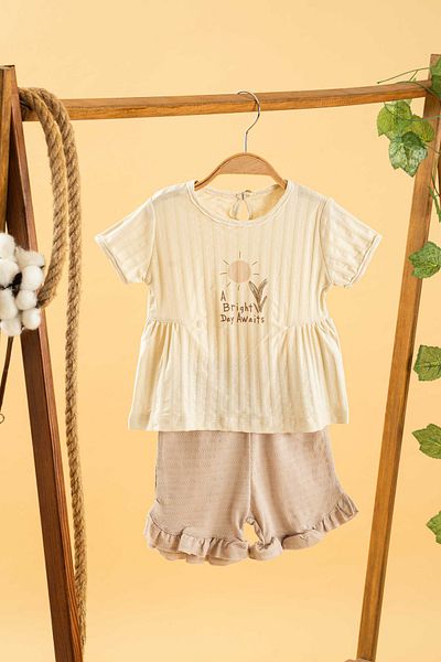 bombe Baby Kids Natural Cotton Shorts Comfortable 2-Piece Set Trend Fashion Bottom Top Set