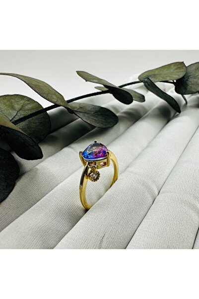 staınless steel 316L Çelik Gold Charmlı Renkli Kalp Ayarlana Bilir Yüzük