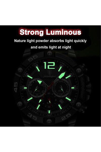 POEDAGAR Ανδρικό Ρολόι Cs1490, Λουράκι Σιλικόνης, Πράσινο, Πράσινο Καντράν