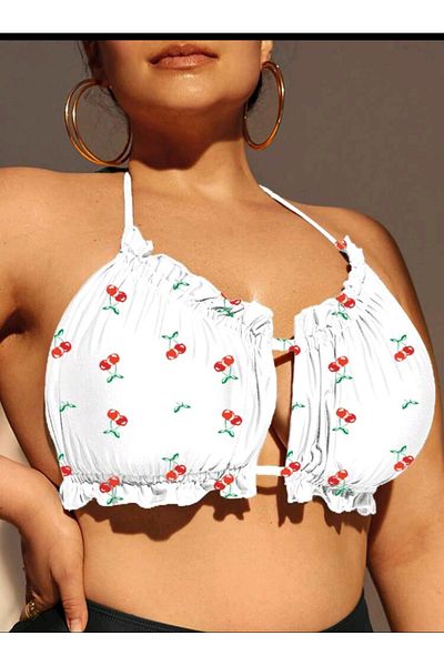 nuriçgiyim Cherry Print Bikini Top