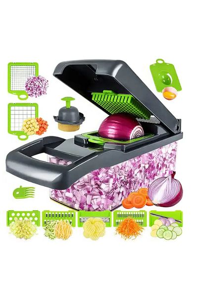 Herum Răzătoare de legume cu accesorii, gri/verde, 31 x 10 x 11 cm