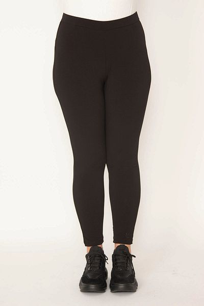 Şans Γυναικείο Μαύρο Κολάν Παντελόνι Plus Size 65N38032