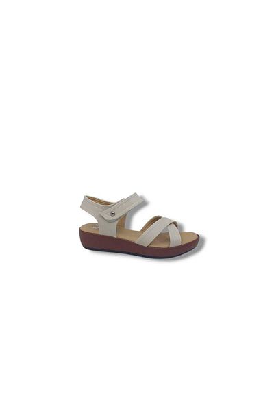 Zerhan 1017 Women's Cream Velcro Daily Use Sandals Shoes
