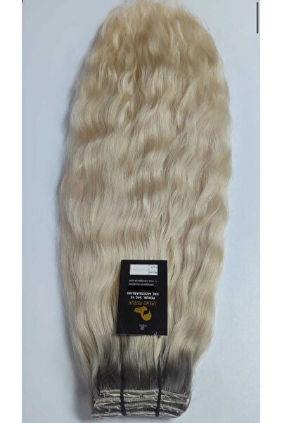Nurdan Trend Peruk Gerçek Saç 8 Parça Çıtçıt Set 150 gr. 70 cm Platin Bebek K...