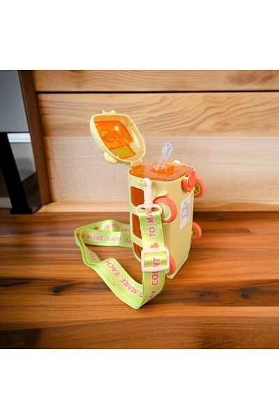 imsaconcept Bus Design Tritan Water Bottle with Straw for Kids 500 ml Bpa Free 1St Grade Quality