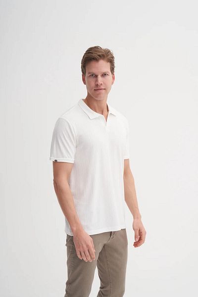 Cazador Ανδρικό μπλουζάκι Polo Neck White 4204