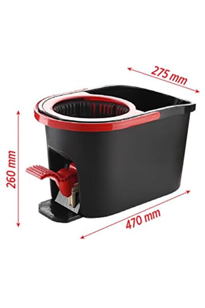 Herum Mop and bucket with pedal for wringing, Black/Red, 16 l