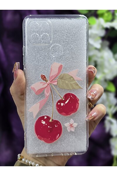 Magic Ring حافظة هاتف شفافة متوافقة مع هاتف اوبو A15S / اوبو A15 بنمط الكرز و...