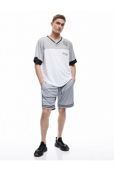 Koton Oversize Sports Shorts with Stripe Detail and Pocket and Lace-Up Waist