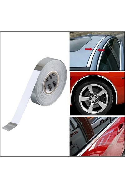 Avex Rolă de folie cromată pentru atașarea ornamentelor sau ornamentelor auto, 150 x 3 cm