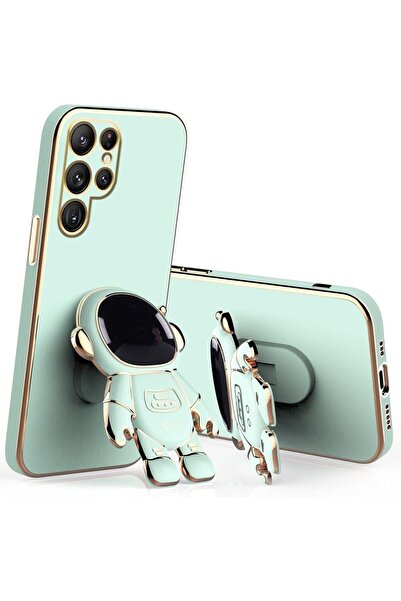 Rivor Samsung Galaxy S25 Ultra Kılıf Parlak Kenarlı Altın İşleme Astronot Fig...