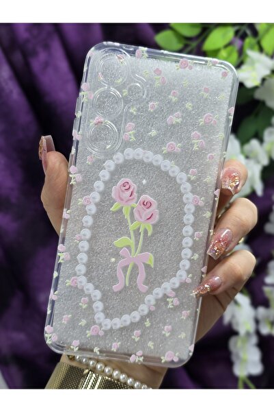 Magic Ring Samsung Galaxy M34 5G Uyumlu Güller Desenli Şeffaf Telefon Kılıfı
