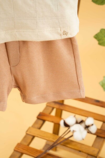 bombe Girl Boy Baby Kids Camel 2 Piece Set Polo Neck Shorts Cotton Comfortable Trend Fashion Bottom Top Set