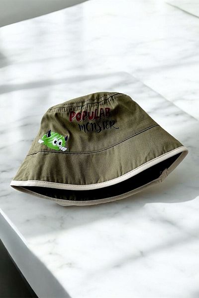Minigimin Cicileri My Little One's Ciceras (1-4 Years) Popular Mnstr Printed Boy's Bucket Hat - Green