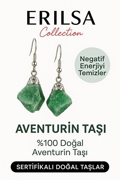 Erilsa أقراط أفينتورين الخام المعتمدة وغير المعالجة - حجر الحظ والسلام والطاق...