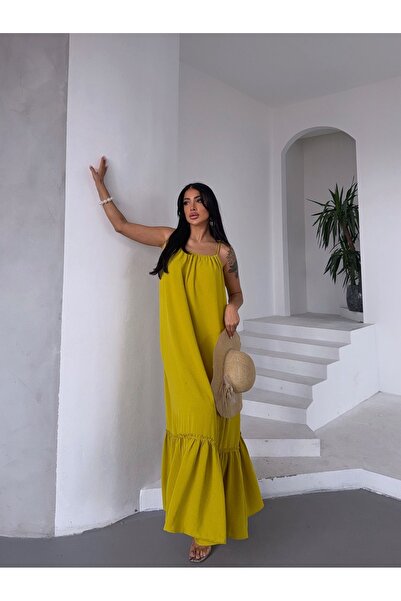 Ekim Store فستان ماكسي كاجوال بحزام رفيع قابل للتعديل