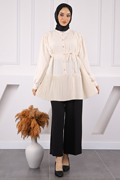 İmajButik Stone Skirt Pleated Waist Belted Tunic