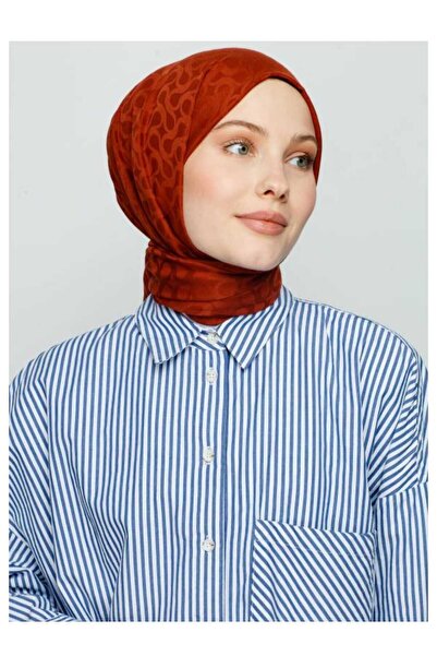 VALORSCARF Valor bloom desen ipek jakar şal koyu kiremit