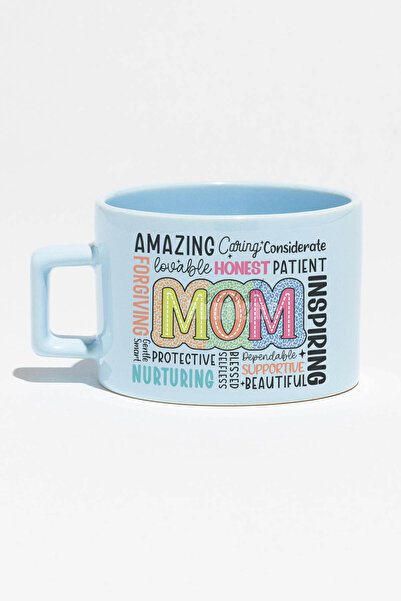 qoeuyl boutique Amazing Mom Baskılı Anneler Günü Hediyelik Mavi Dikdörtgen Ku...