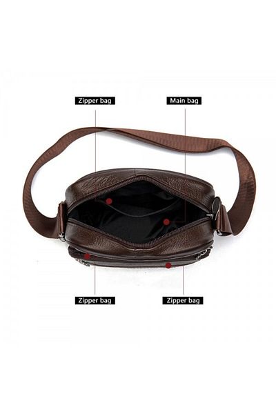 PFY Men's Shoulder Bag, Dacian Gt1546, Natural Leather, Dark Brown Model