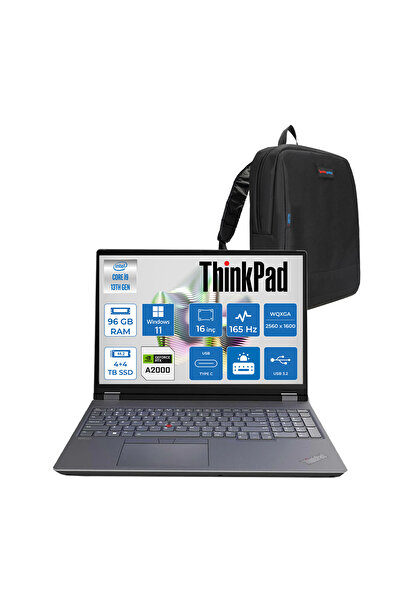 LENOVO Thinkpad P16 13980HX 96GB 4tbssd+4tbssd 2000ADA 16" 165Hz IPS WIN11PRO W21FA0003TXW56+ZETTAÇANTA