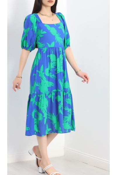 MADAMECİX Rochie cu guler pătrat cu model