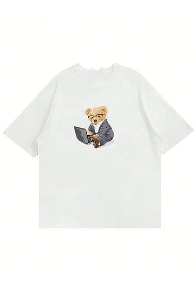 Mad&Calf Μπλουζάκι Unisex Busy Teddy με στάμπα με λαιμόκοψη