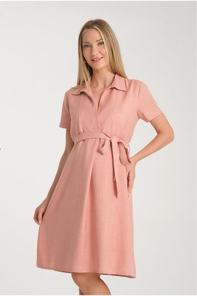 LİYACA Maternity Shirt Collar Linen Dress
