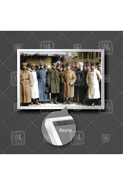 SML TABLO Bastonlu Atatürk Resmi Toplu Çekim İsmet İnönü Nostalji Çerçeveli Y...
