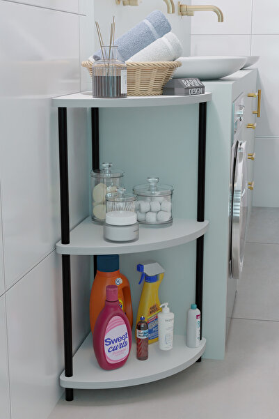 BARIN DESIGN رف زاوية مدمج من 3 طبقات رف عصري متعدد الأغراض حمام متعدد الأغرا...