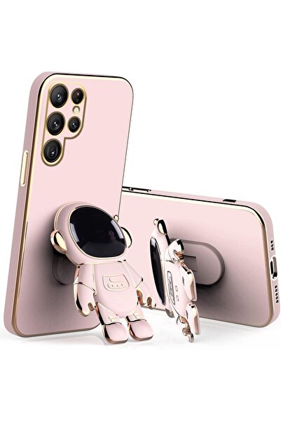 Rivor Samsung Galaxy S25 Ultra Kılıf Parlak Kenarlı Altın İşleme Astronot Fig...