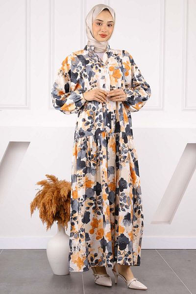 İmajButik Φόρεμα με μοτίβο με μισό κουμπί