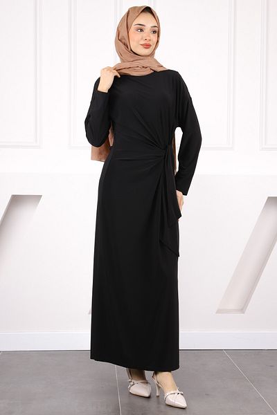 İmajButik Μαύρο φόρεμα με γραβάτα